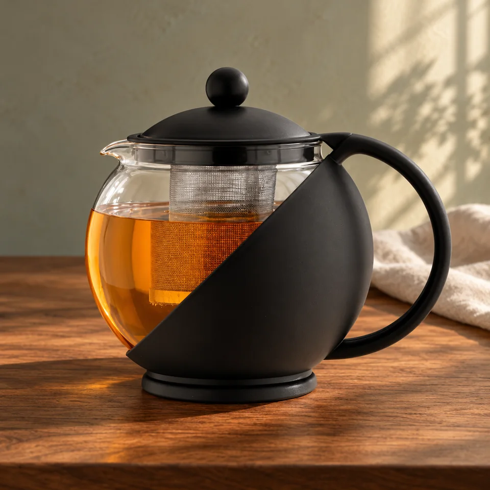 Théière Everyday en verre de 1 200 ml de Café Olé, mise en situation dans un rituel du thé