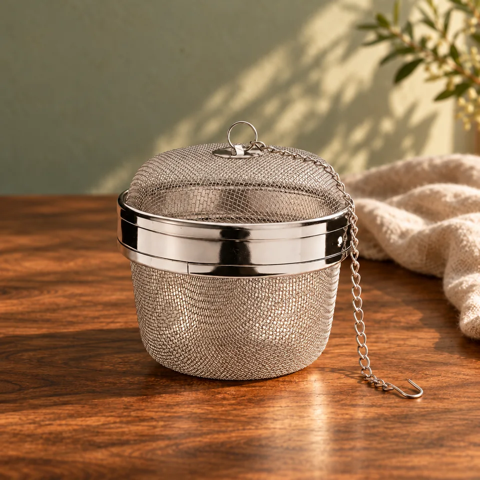 Boule à thé et épices de 6,3 cm de Küchenprofi, mise en situation dans un rituel du thé