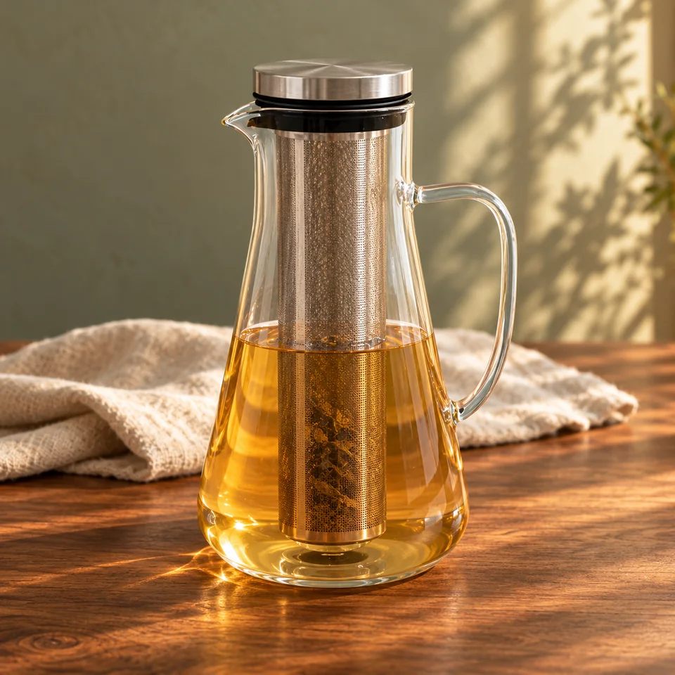 Carafe d’infusion à froid de 1,6 l de orinko, mise en situation dans un rituel du thé