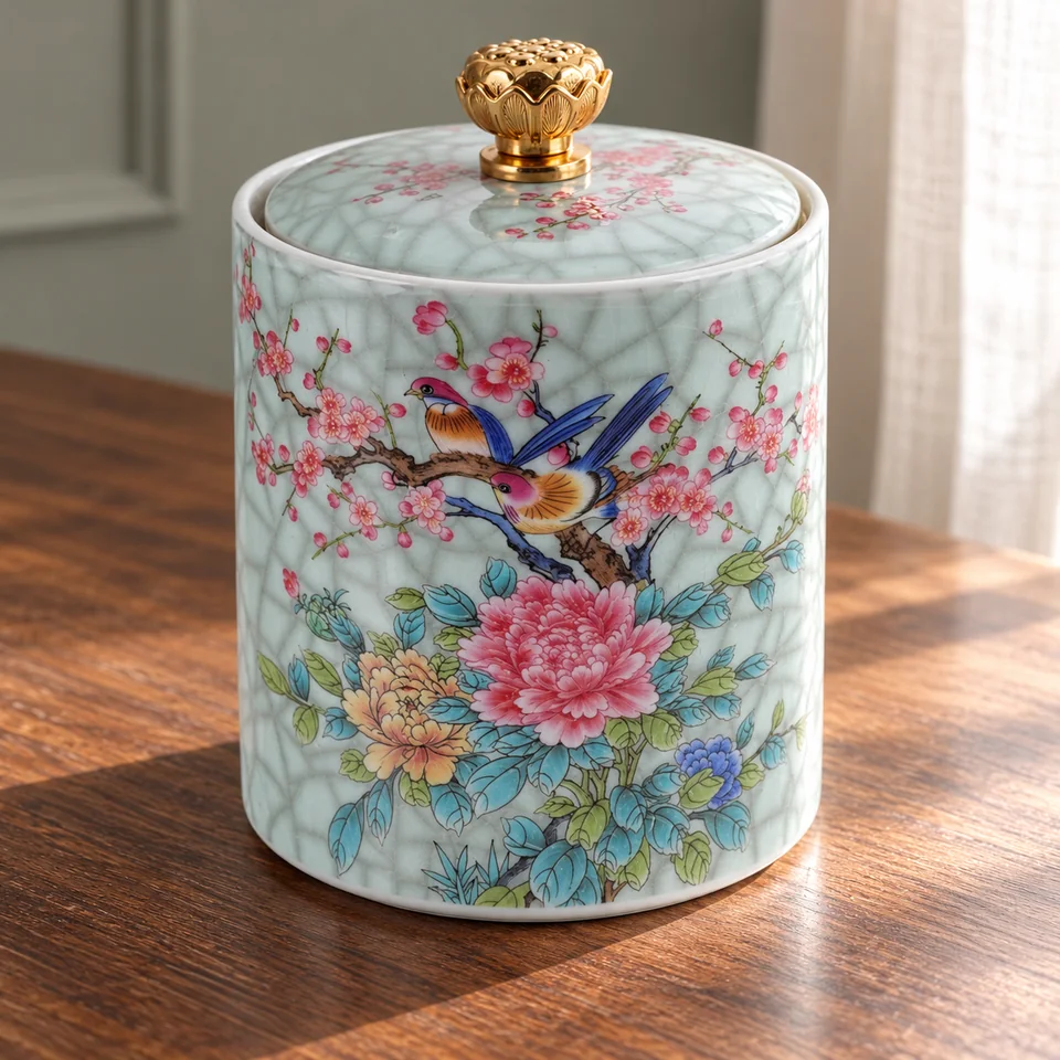 Petite boîte à thé en céramique de 100 ml de UPKOCH, mise en situation dans un rituel du thé